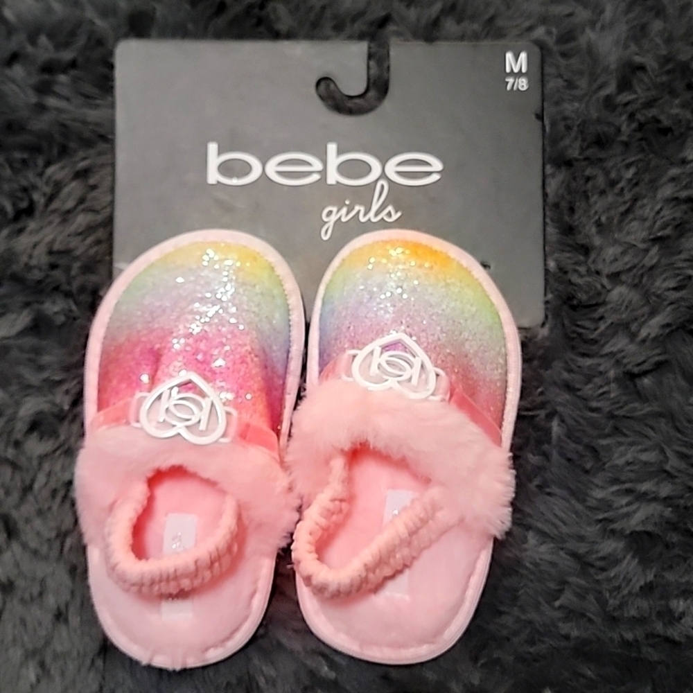Bebe Girls | Pink Rainbow Scuff Glitter Slipper - Girls